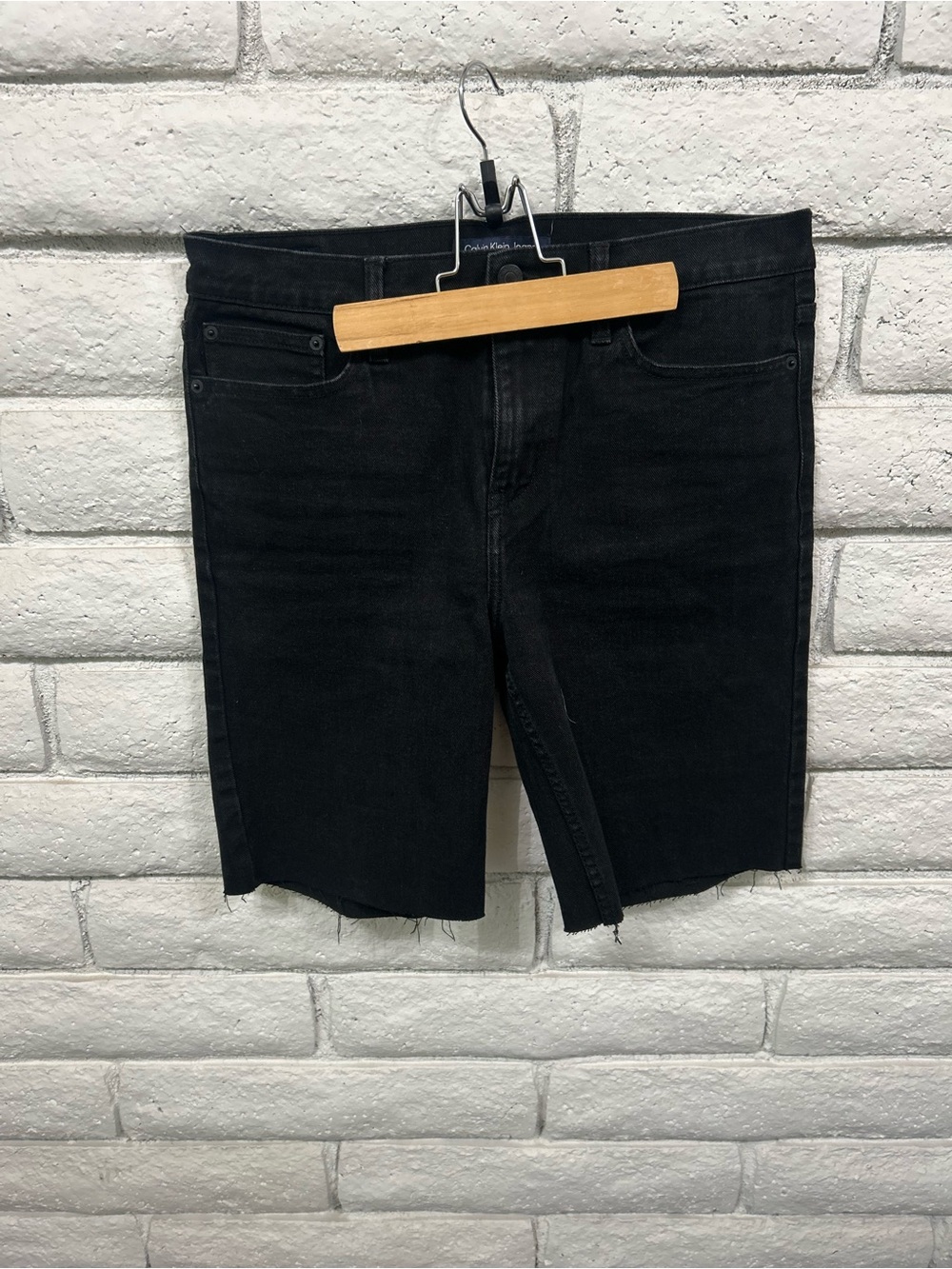 Calvin Klein Black Denim Cutoff Shorts Raw Hem Like New